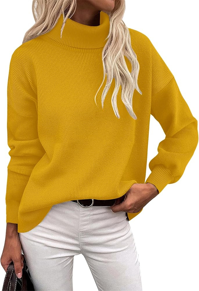Zeagoo Women's Turtleneck Sweater 2025 Fall Winter Chunky Knit Sweaters Casual Side Slit Pullover... | Amazon (US)