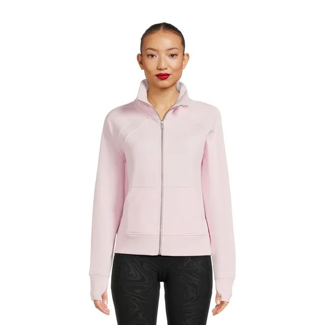 Avia Women's Plush Mixed Rib Mock Neck Full Zip Jacket, Sizes XS-XXXL | Walmart (US)