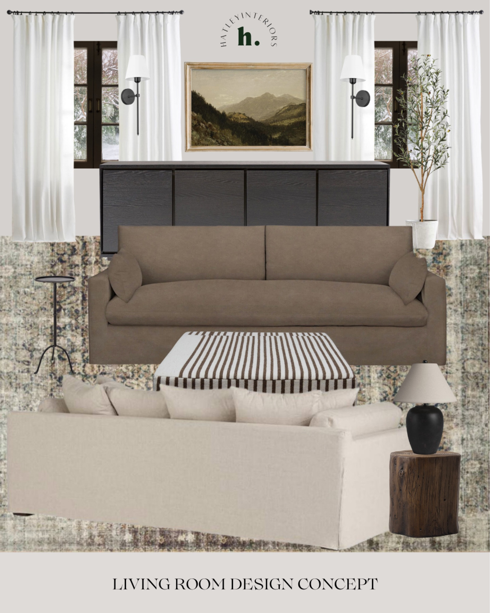mood board monday 🤎 

brown living room, moody living room, neutral living room, brown sofa, beige sofa, linen sofa, black tv console, black media console, black media cabinet, loloi rug, home decor, living room inspo 

#LTKfindsunder50 #LTKhome #LTKfindsunder100