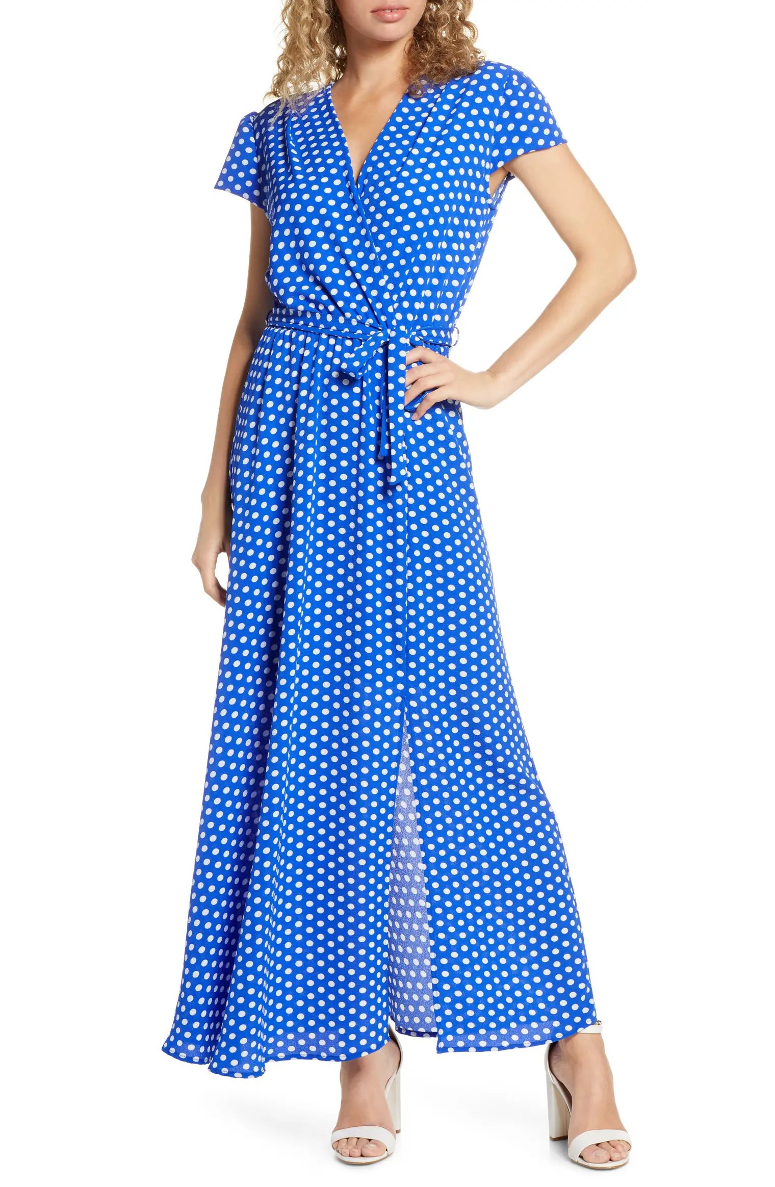 Polka Dot Faux Wrap Maxi Dress | Nordstrom