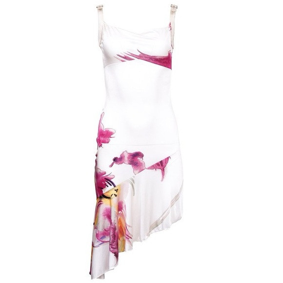 Christian Dior 2001 White Floral Asymmetrical Dress | Poshmark