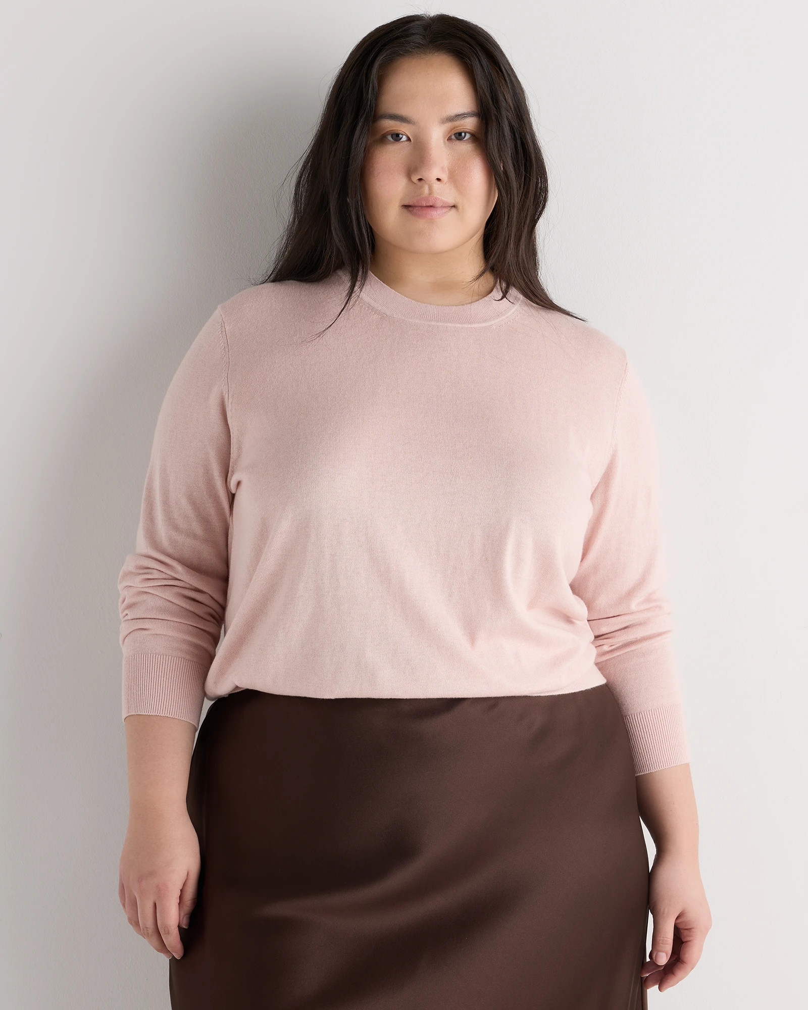 Quince | Women's Lightweight Cotton Cashmere Crew Sweater in Heather Oatmeal, Size 1X, Organic Cotton | Quince