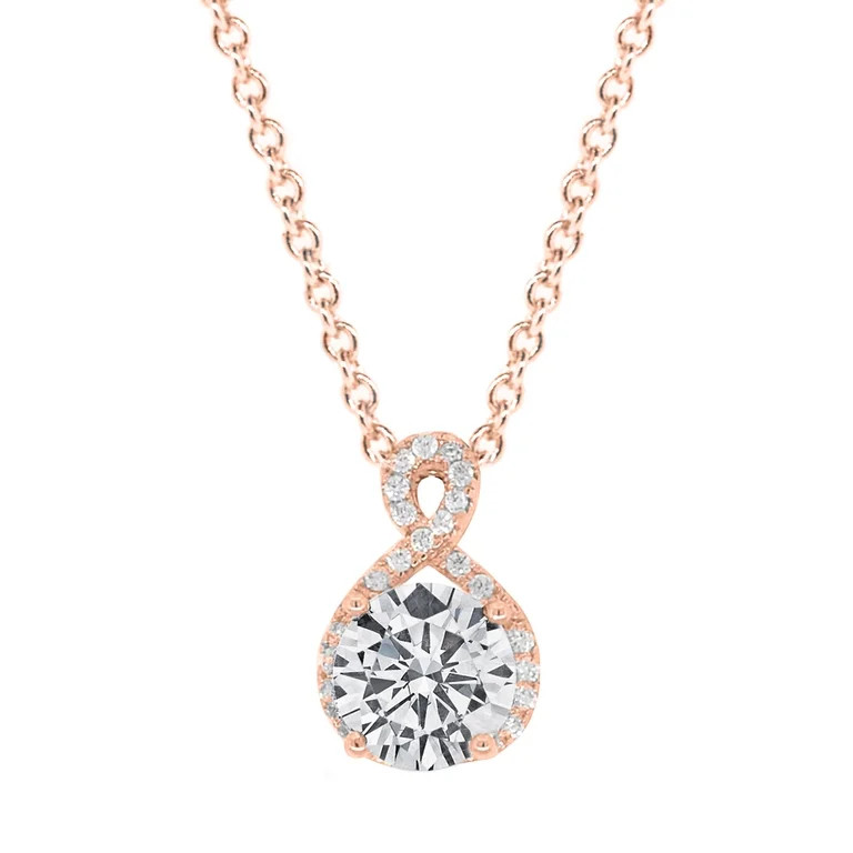 Cate & Chloe Alessandra 18k White Gold Plated CZ Halo Infinity Pendant Necklace, Best Round Diamo... | Walmart (US)