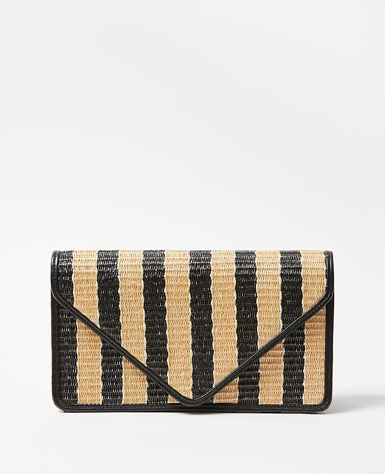 Striped Straw Envelope Clutch | Ann Taylor (US)