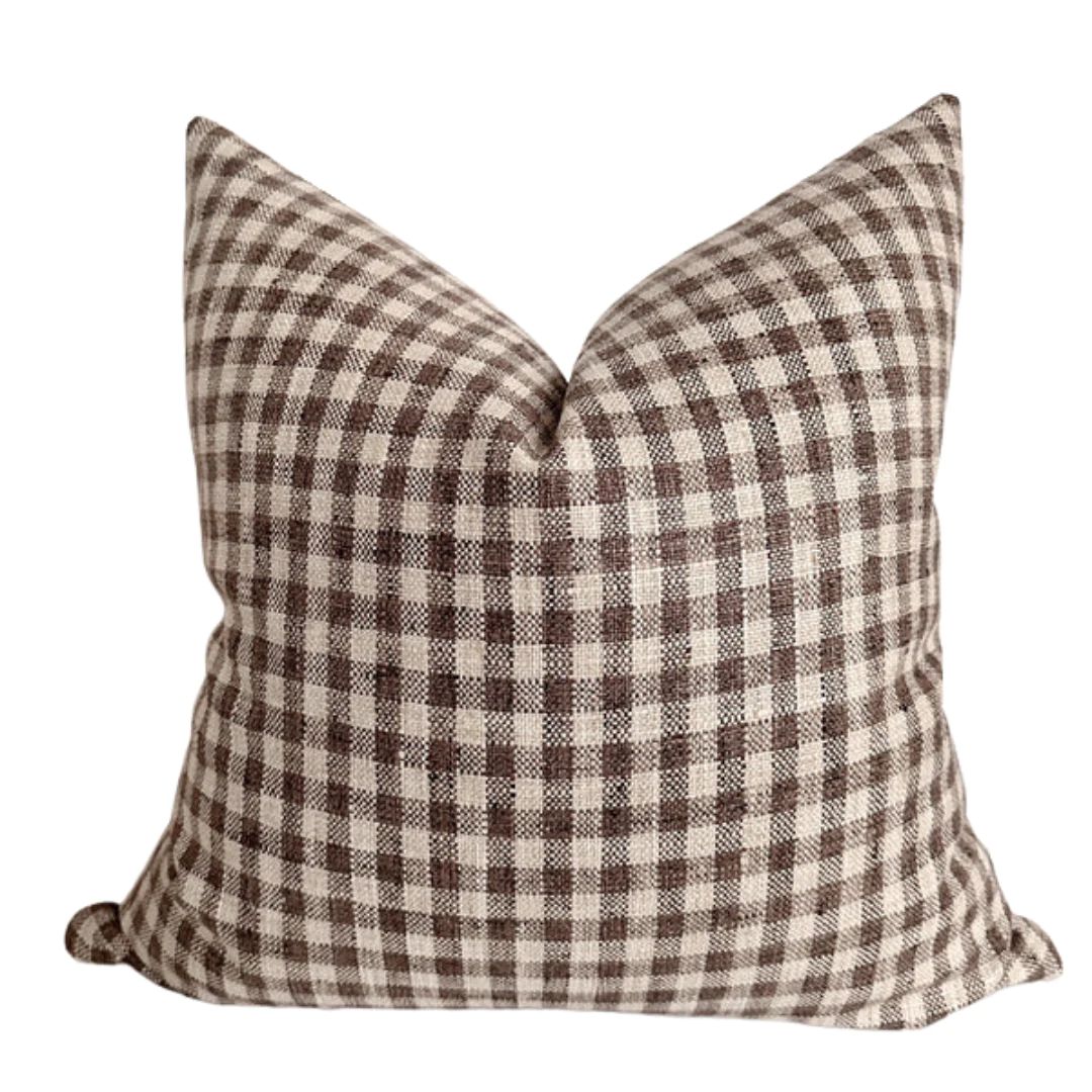 Amber Brown Check Pillow Cover | Hackner Home (US)