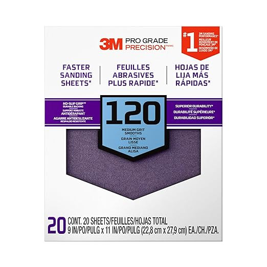 9" x 11" 80 Grit Professional Grade Sandpaper [Set of 20] Grit: 120 | Amazon (US)