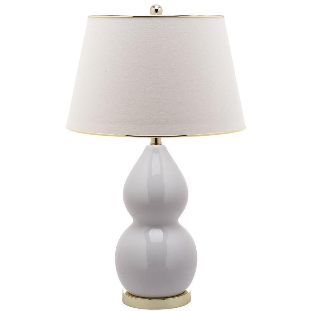 Jill 25.5 in. White Double Gourd Table Lamp with White Shade | The Home Depot