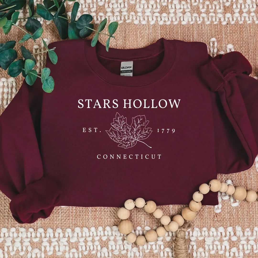 Embroidered Vintage Stars Hollow Connecticut Crewneck Sweatshirt, Embroidery Sweater, Gilmore Gir... | Etsy (US)