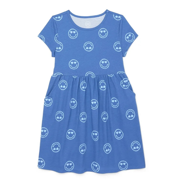 Wonder Nation Girls Short-Sleeve Printed Dress, Sizes 4-18 & Plus | Walmart (US)