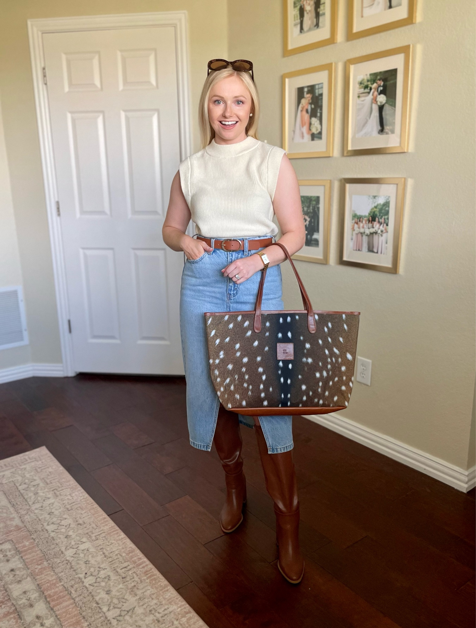 Wearing a 25P in skirt and XS in top | denim skirt, midi skirt, sweater tank, fall outfit, fall ootd 

#LTKfindsunder50 #LTKSeasonal #LTKstyletip