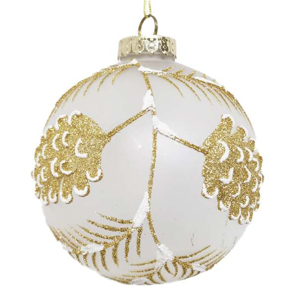Providence Clear with Gold Leaves Ball Ornament, 150mm | At Home