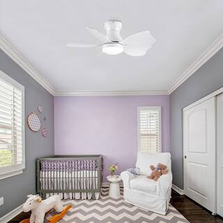 30 in. White 5 ABS Blades Flush Mount Standard Ceiling Fan with LED Light and Remote Control for Small Children Room | The Home Depot