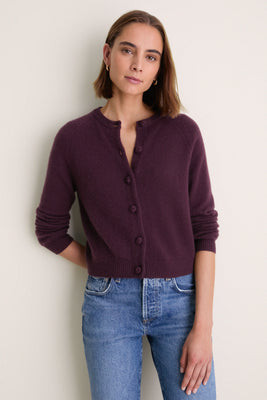 Plum Cashmere Knot Button Phoebe Cardigan | Tuckernuck (US)