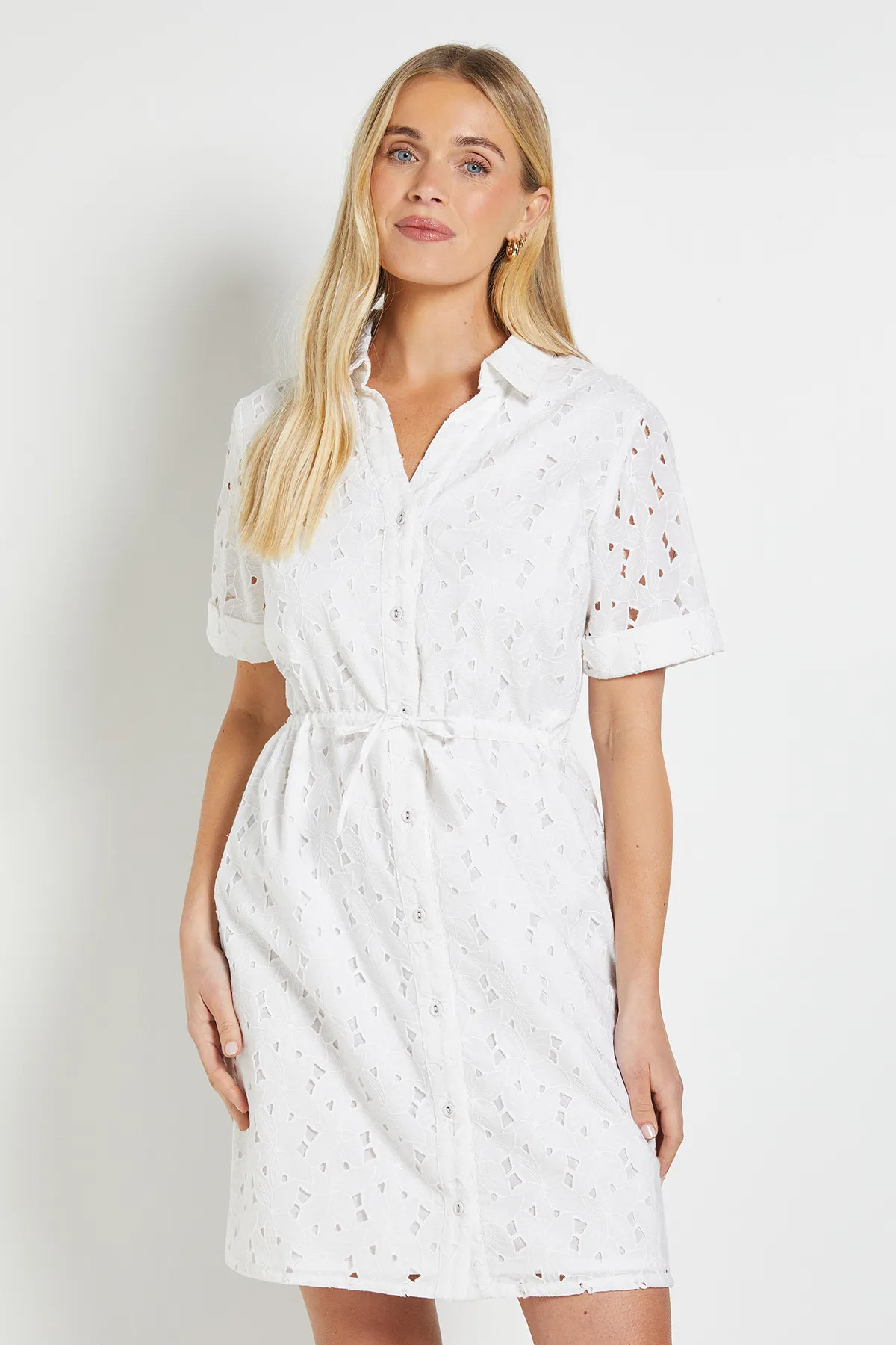 Ivory Wallis Petite Summer Broderie Shift Dress | Debenhams | Debenhams UK