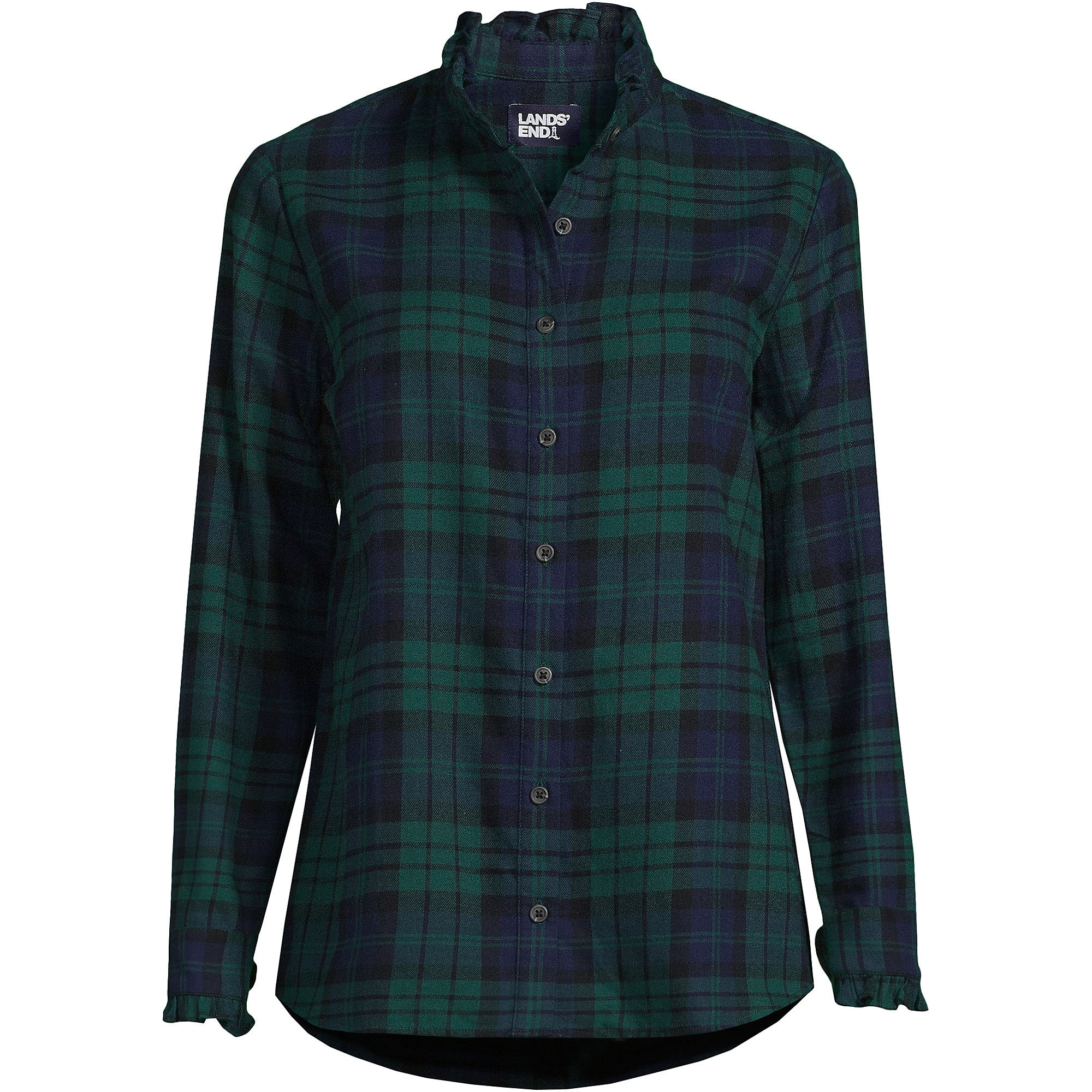 Women's Tall Flannel Ruffle Neck Shirt | Lands' End (US)