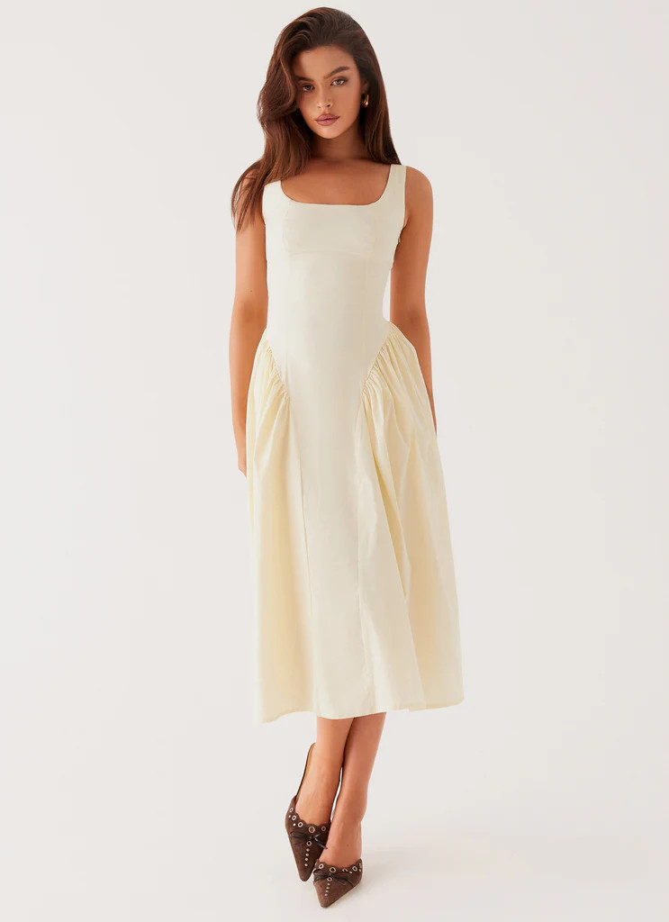 Sassy Soiree Midi Dress - Cream | Peppermayo (Global)