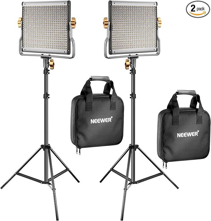 Neewer 2 Packs Dimmable Bi-Color 480 LED Video Light and Stand Lighting Kit Includes: 3200-5600K ... | Amazon (US)