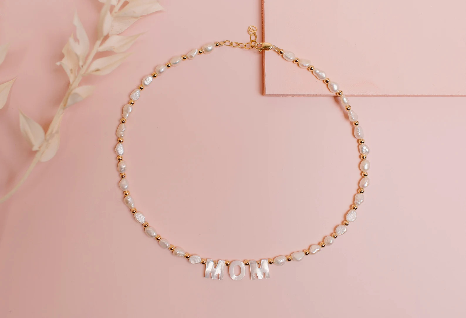 Pearl and Gold Name Necklace 14k Gold Filled 3mm Necklace - Etsy | Etsy (US)