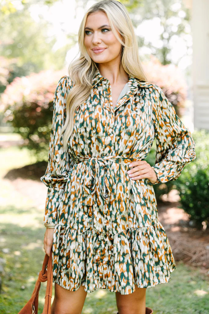 Feel The Same Way Hunter Green Abstract Dress | The Mint Julep Boutique