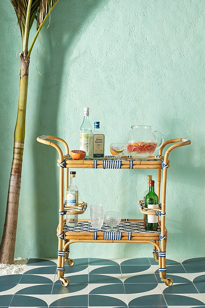 Woven Bistro Bar Cart | Anthropologie (US)