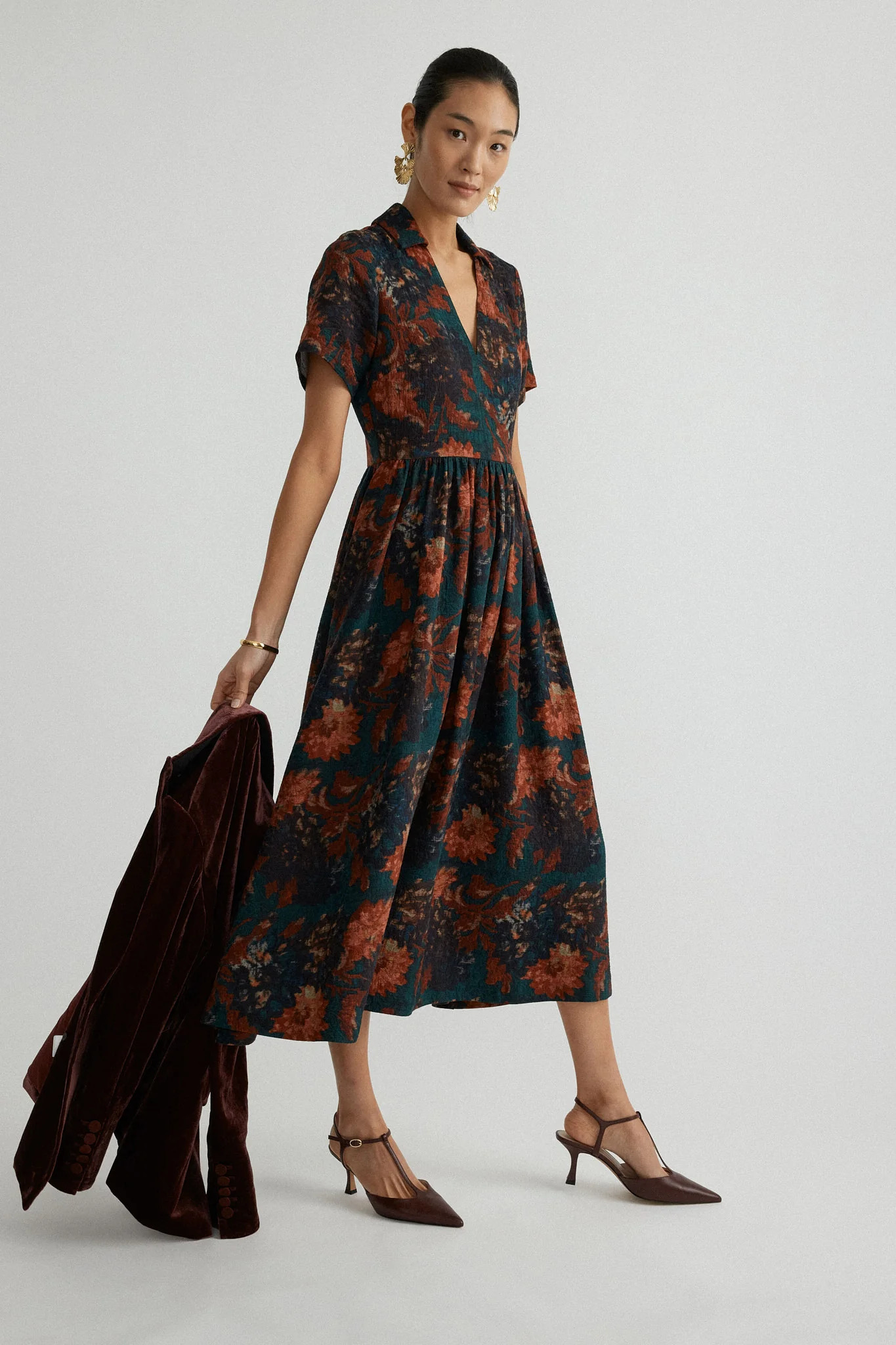 Persimmon Floral Jacquard Adelaide Dress | Tuckernuck (US)