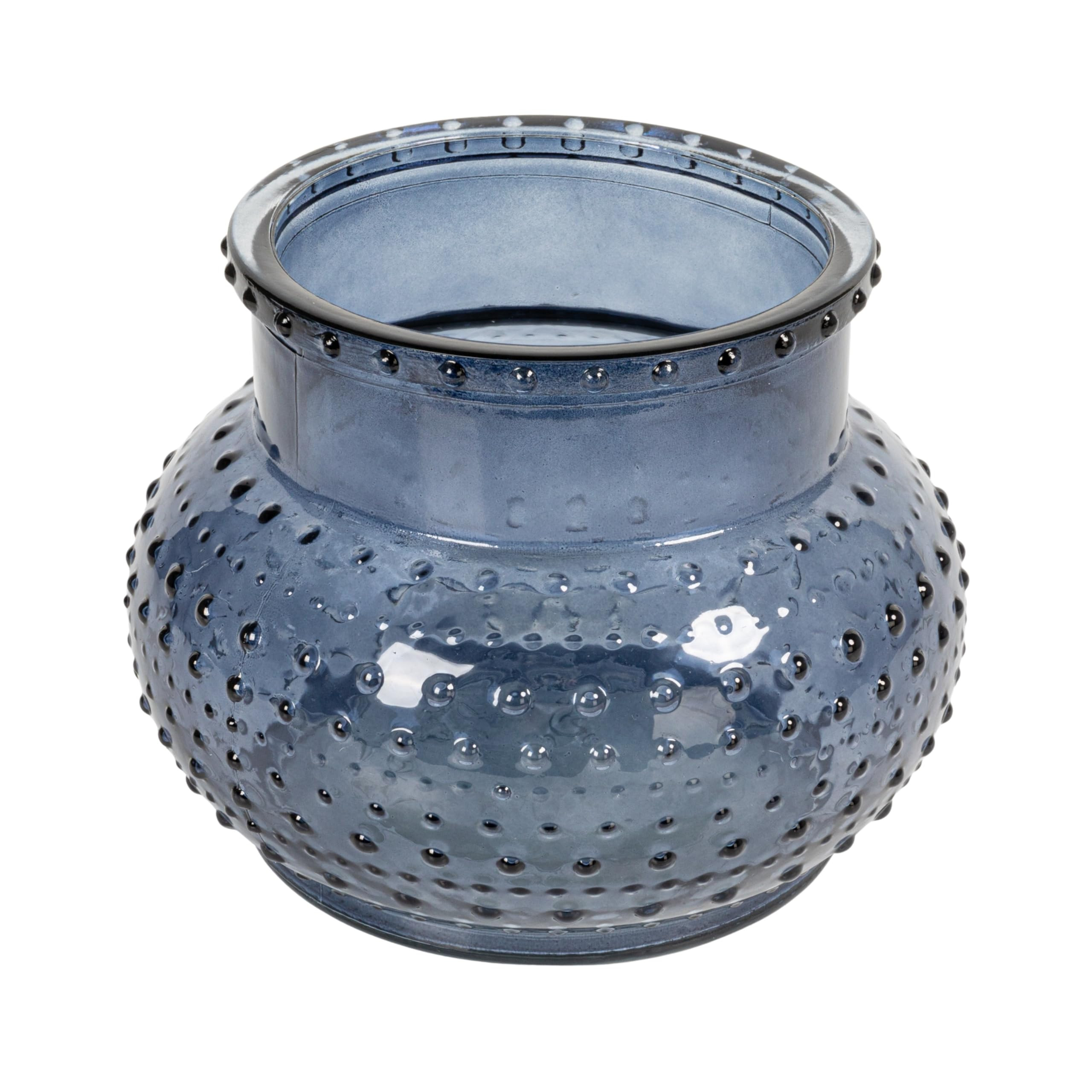 Creative Co-Op Round Glass Hobnail Candleholder Vase, Blue | Amazon (US)