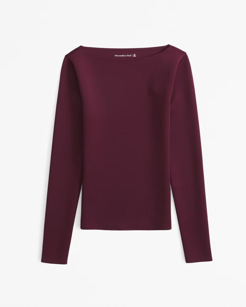 Women's Long-Sleeve Sculpt Matte Fabric Tuckable Slash Top | Women's New Arrivals | Abercrombie.c... | Abercrombie & Fitch (US)