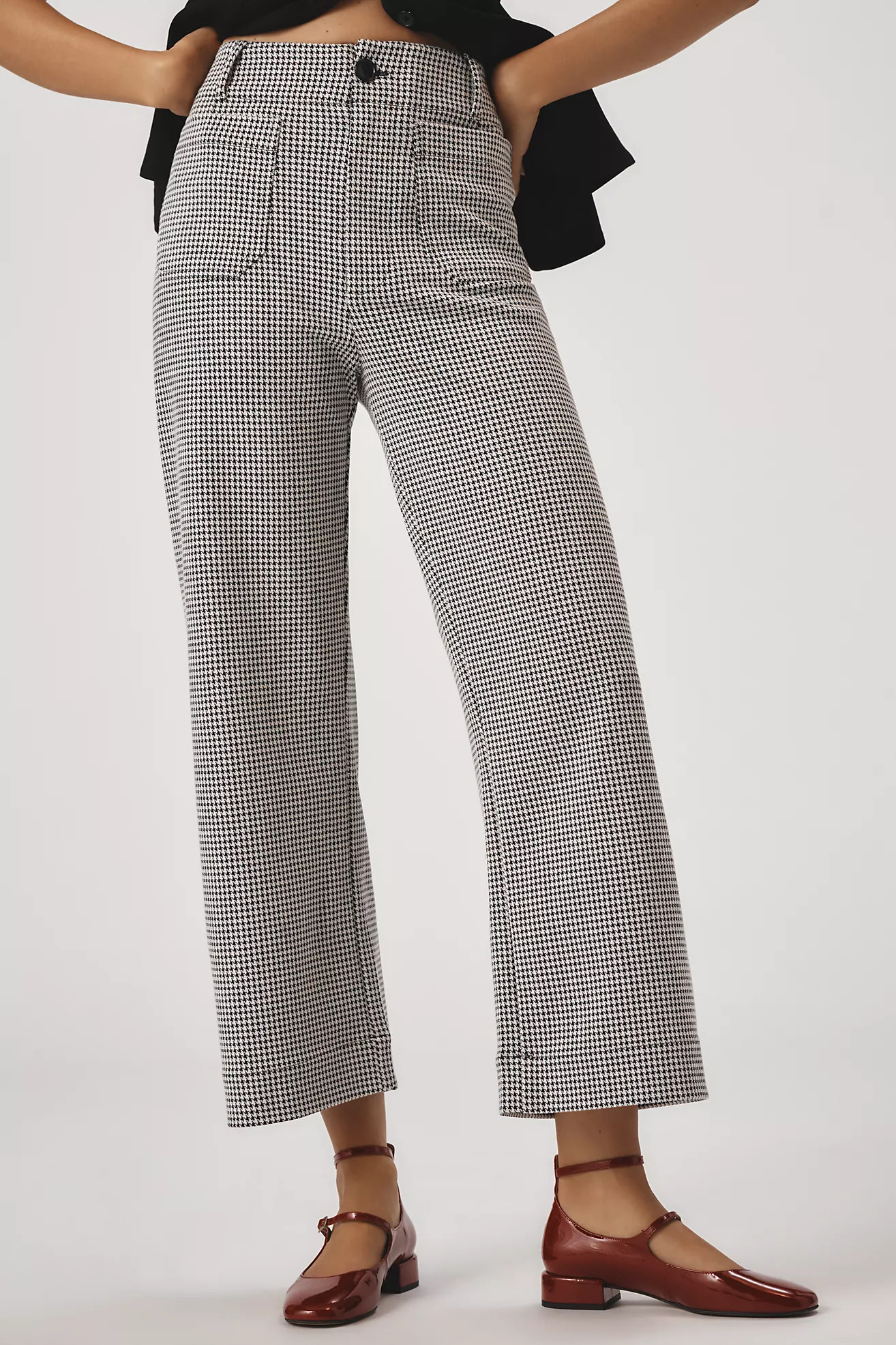 The Colette Houndstooth Crop Wide-Leg Pants by Maeve | Anthropologie (US)