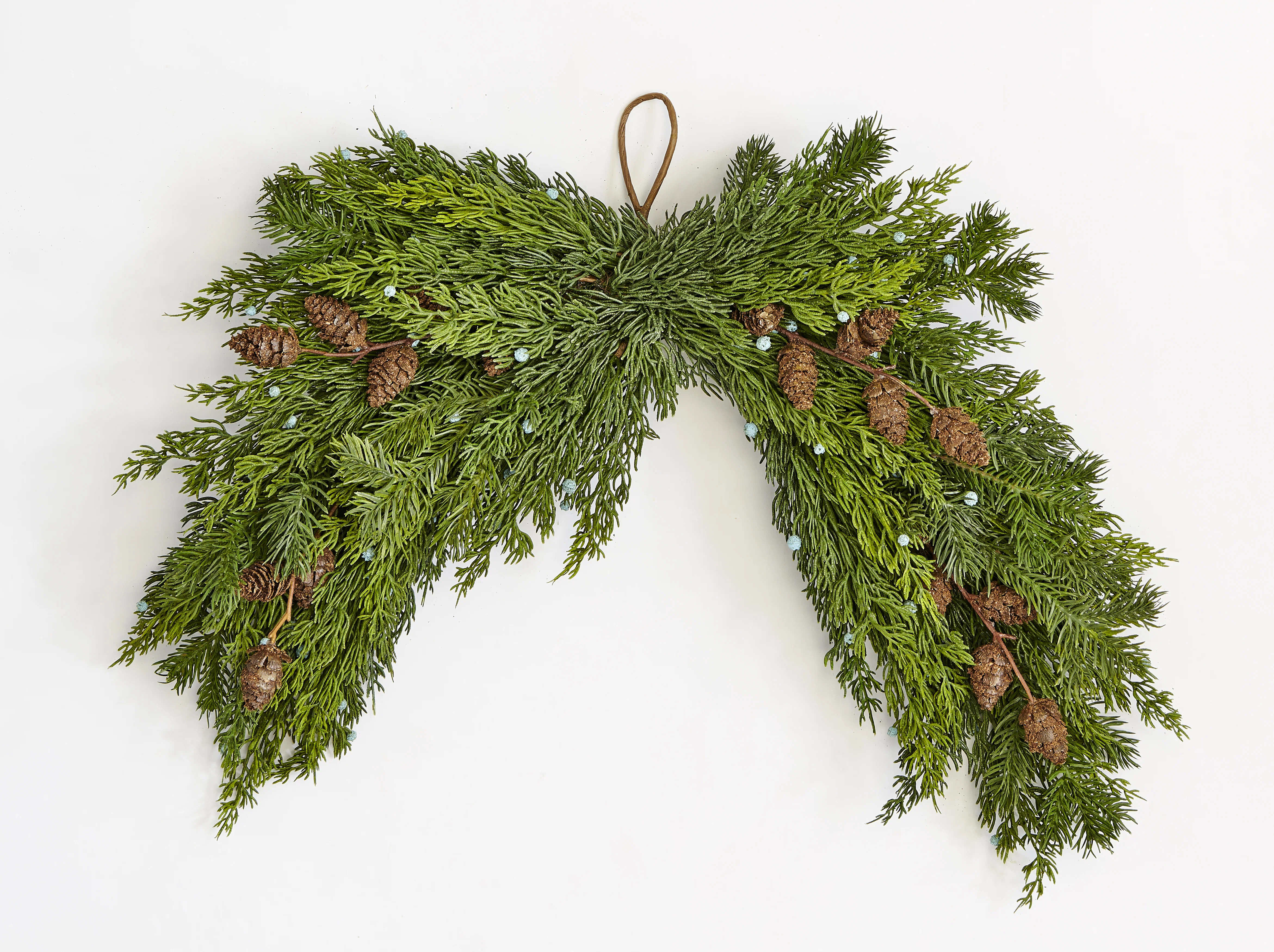 21" Faux Christmas Juniper with Seed Cone Swag | Joss & Main