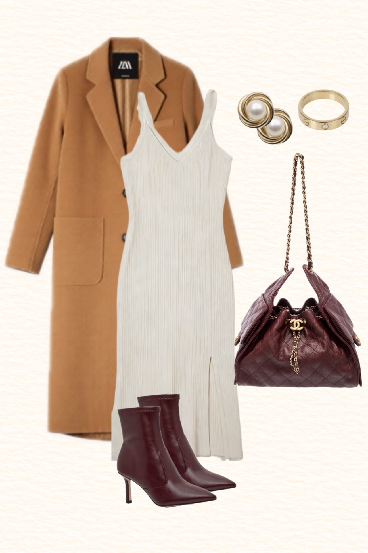 Wool coat sweater dress burgundy leather booties and Chanel 25 bag. Gold jewelry. Fall outfit inspiration for women.

#LTKootd #LTKSeasonal #LTKTravel