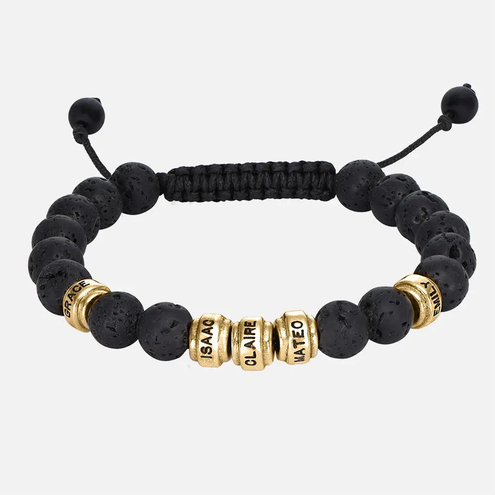 Lava Stones & Custom Vermeil Beads - Mens Beaded Bracelet | Oak & Luna (US)
