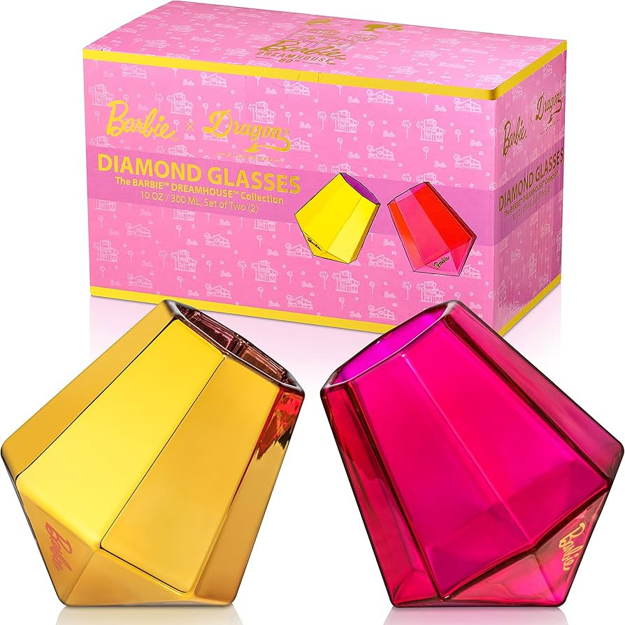 Dragon Glassware Barbie x Whiskey Glasses, Barbie Dreamhouse Collection, Gold and Pink Tumblers, ... | Amazon (US)