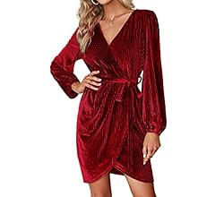BerryGo Women's Long Sleeve Wrap Semi Formal Velvet Mini Dress Sexy Cocktail Party Winter Club Dr... | Amazon (US)