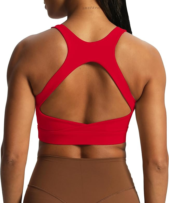 Aoxjox Women's Workout Sports Bras High Impact Fitness Backless Padded Training Gym Khloe Bra Yog... | Amazon (US)