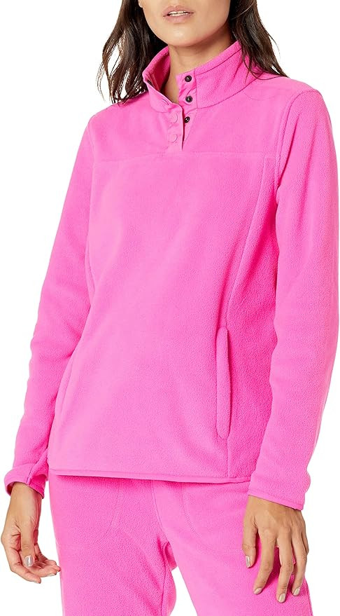 Amazon Essentials Women's Polar Fleece Long-Sleeve Mock Neck Relaxed-Fit Popover Jacket with Pock... | Amazon (US)