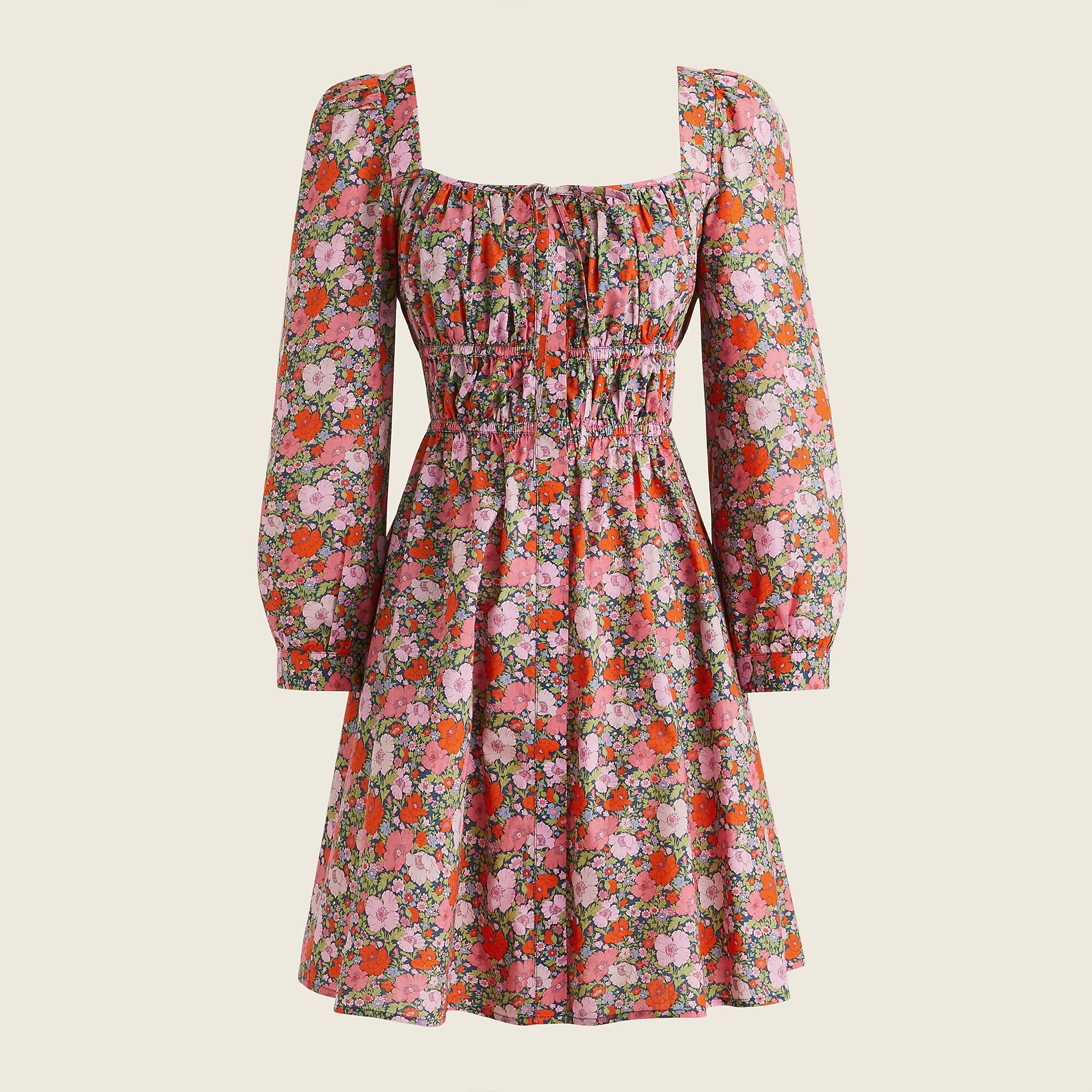 J.Crew: Cinched-waist Organic Cotton Dress In Liberty® Meadow Song Floral For Women | J. Crew US