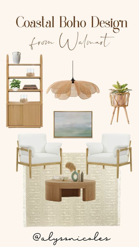 Neutral boho interior design living room of my dreams 😍 This rattan petal pendant light adds so much coastal boho charm as well as the rattan plant stand and plush white seat and wooden dowel armchairs (now on sale!) Coffee table is a major pottery barn look a like and under $300!! All of these neutral wood tones together are my favorite 👏🏻👏🏻 

Boho shelf 
Neutral cabinet 
Neutral interior design 
Coastal decor 
Boho decor 
Boho interior 
Wall art 
Neutral rug 
Walmart 
Walmart home 


#LTKstyletip #LTKhome #LTKsalealert