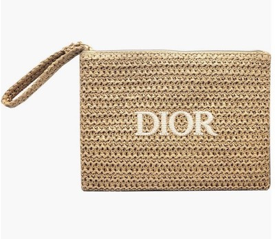 NEW Dior Beauty Raffia Straw Cosmetic Pouch Makeup Bag New With Box | eBay | eBay US