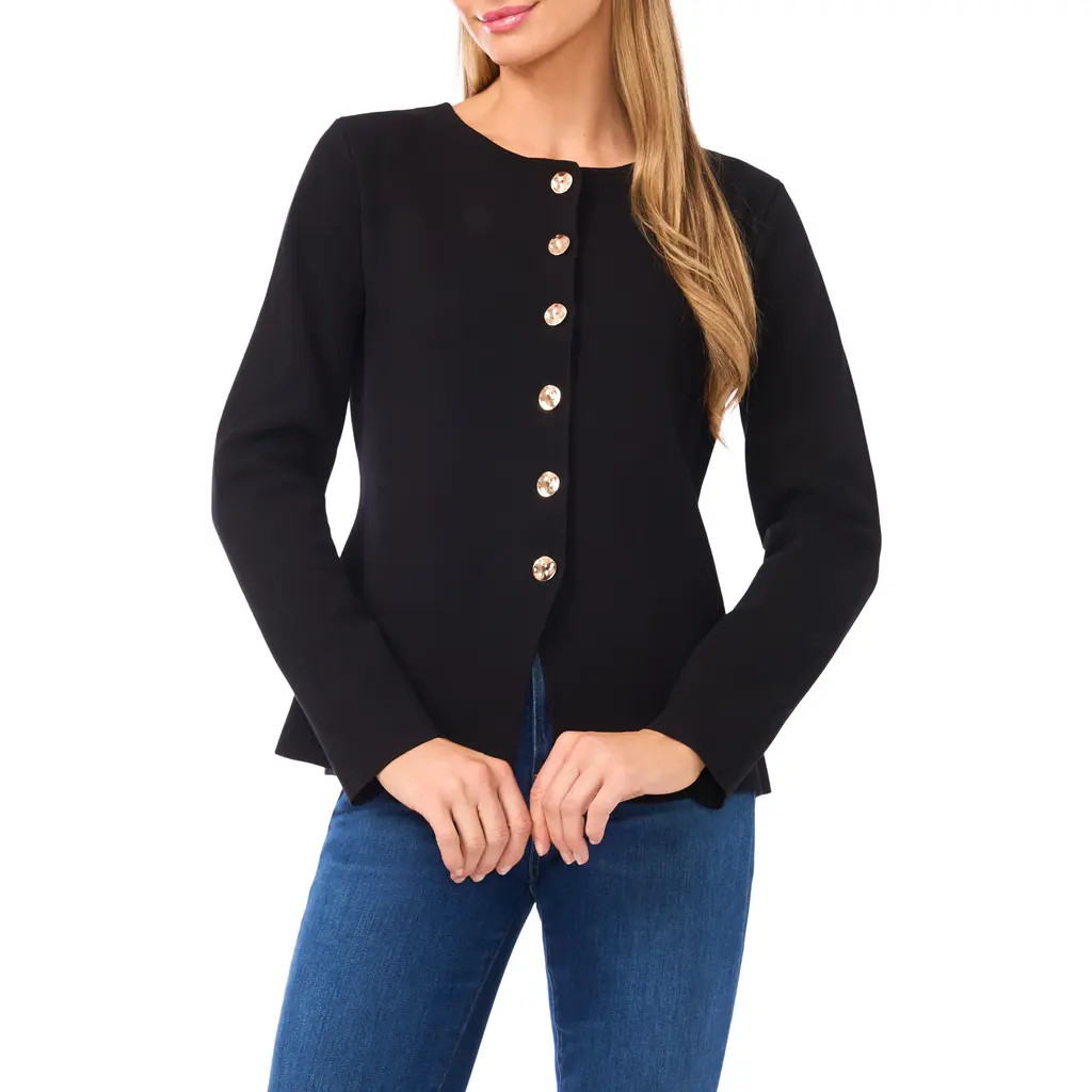 Ted Baker Collarless Cardigan in Rich Black at Nordstrom Rack, Size Medium | Nordstrom Rack