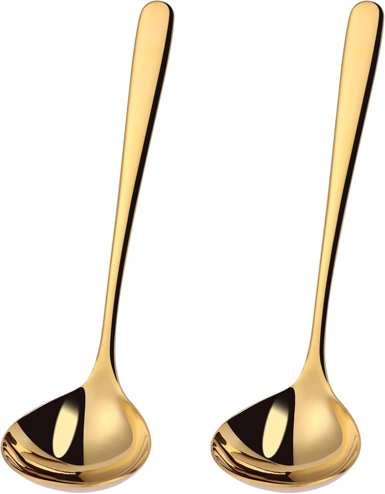 9.5 Inch Gold Ladle Spoons SUS304 Stainless Steel Soup Ladle 2 oz. Gravy Sauce Kitchen Ladle for ... | Amazon (US)