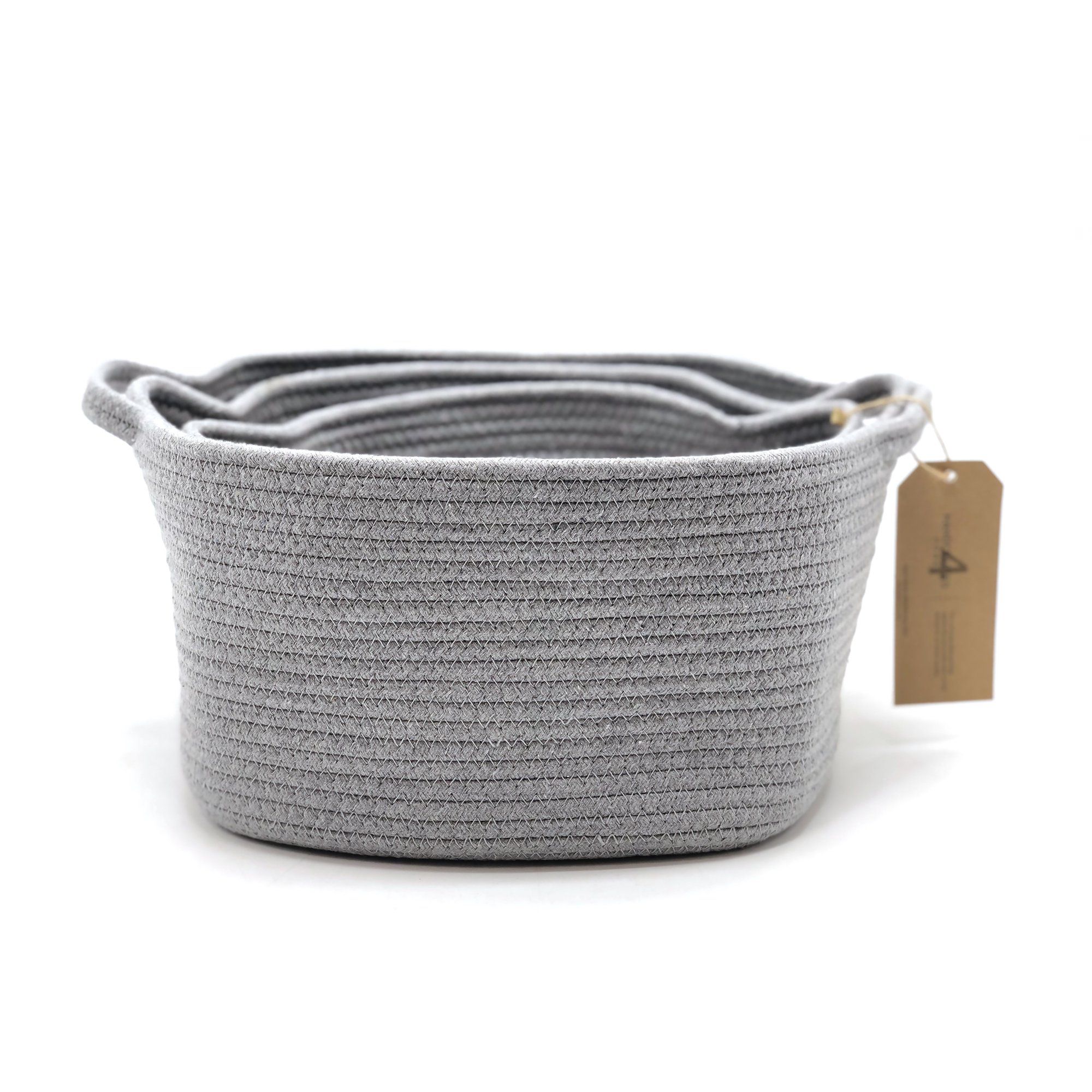 Handcrafted 4 Home Woven Cotton Rope Nesting Baskets, Grey (Set of 3) | Walmart (US)