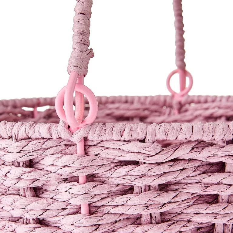 Round Bunny Ear Handle Paper Basket, Pink/White/Purple, 9" x 6.5", Easter by Way To Celebrate | Walmart (US)