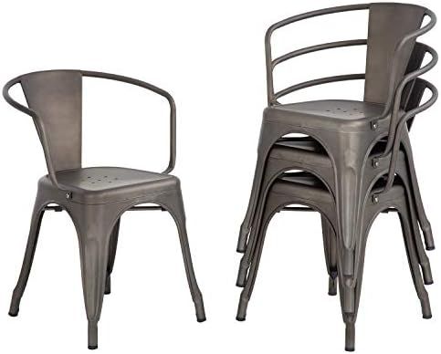 Metal Dining Chairs Set of 4 Patio Chiar Indoor Outdoor Metal Chairs Kitchen Metal Chairs 18 Inch... | Amazon (US)