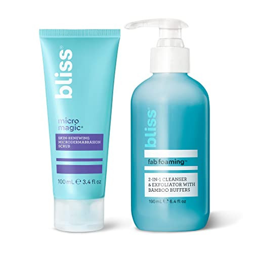 Bliss Exfolating Duo: Bliss Micro Magic- Skin-renweing Microdermabrasion scrub &Fab Foaming 2-in-1 Cleanser and Exfoliator with Bamboo Buffers | Amazon (US)