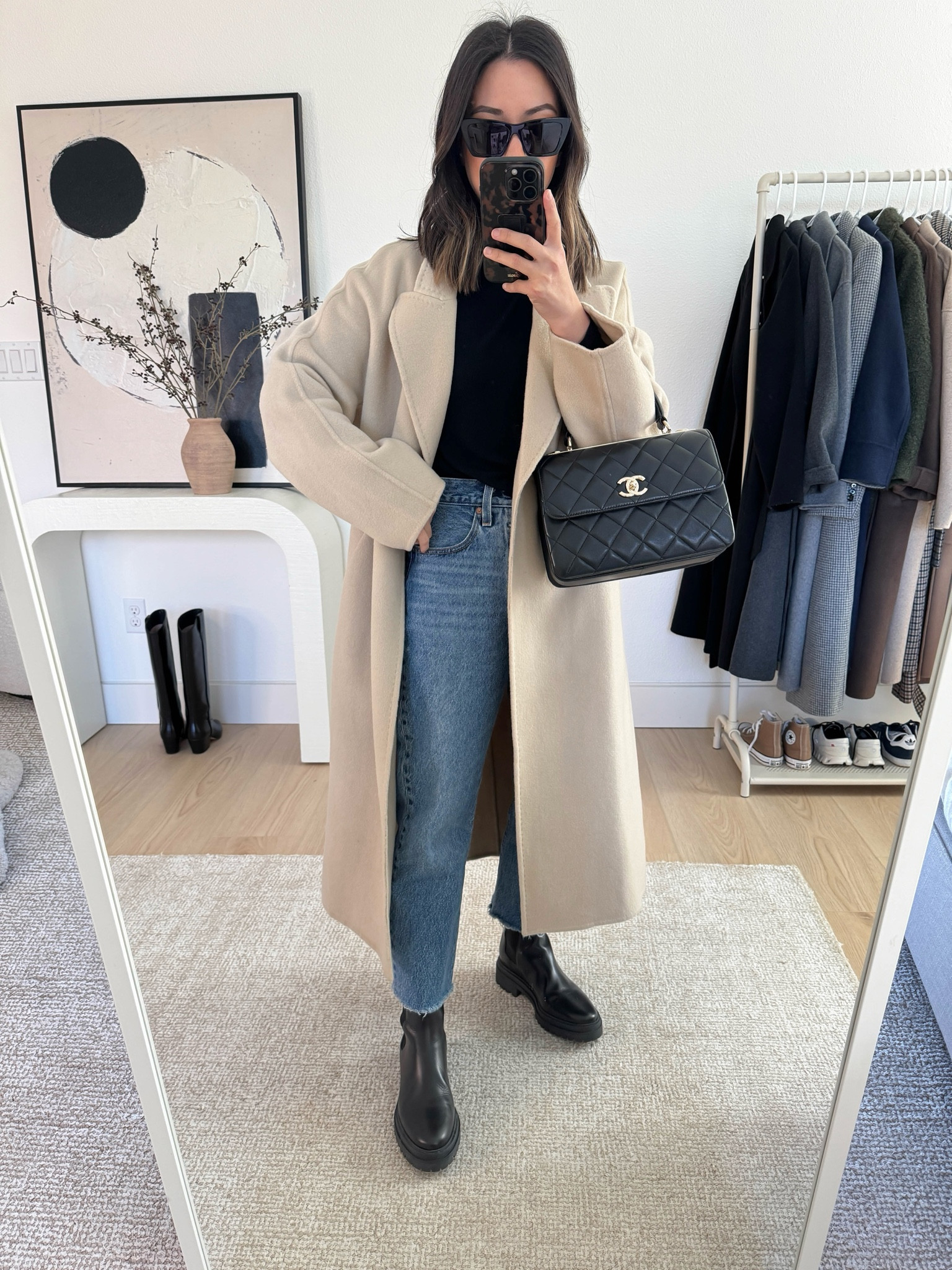 Bash Paris Coda boots. How to wear lug sole boots. Love these ones! Such a classic shape and simple design. Linked a few similar on sale  

Bash Boots 36 (smallest size)
Levi’s jeans 25 cut hems 
Gentle herd coat xs (old)
Majestic Filatures top xs 
Chanel trendy cc small
Tall sunglasses. 

#LTKSeasonal #LTKCyberWeek #LTKsalealert