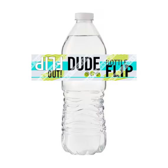 Bottle Flip Trick Shots Party DIY Label for Water Bottles  | Etsy | Etsy (US)