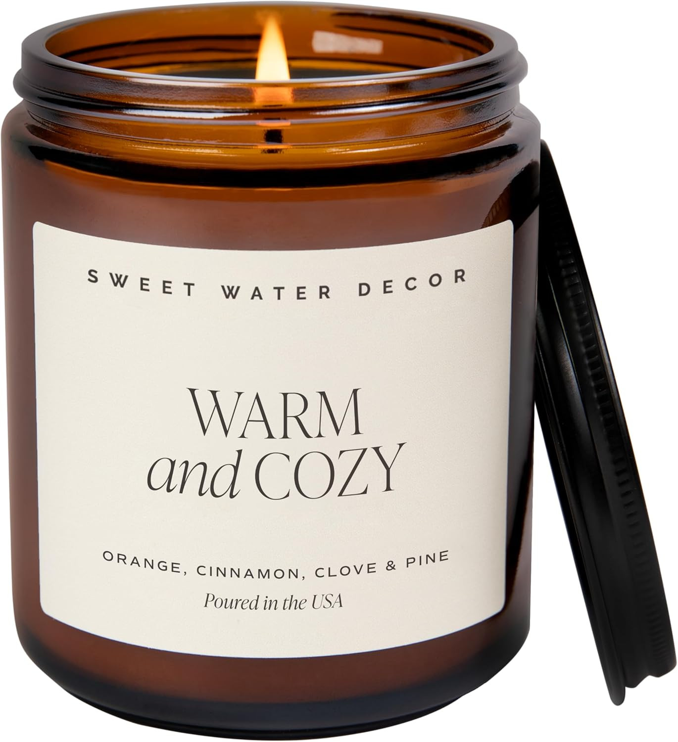Sweet Water Decor Warm and Cozy Soy Candle - Orange Peel, Cinnamon, Ginger and Clove Scented Cand... | Amazon (US)
