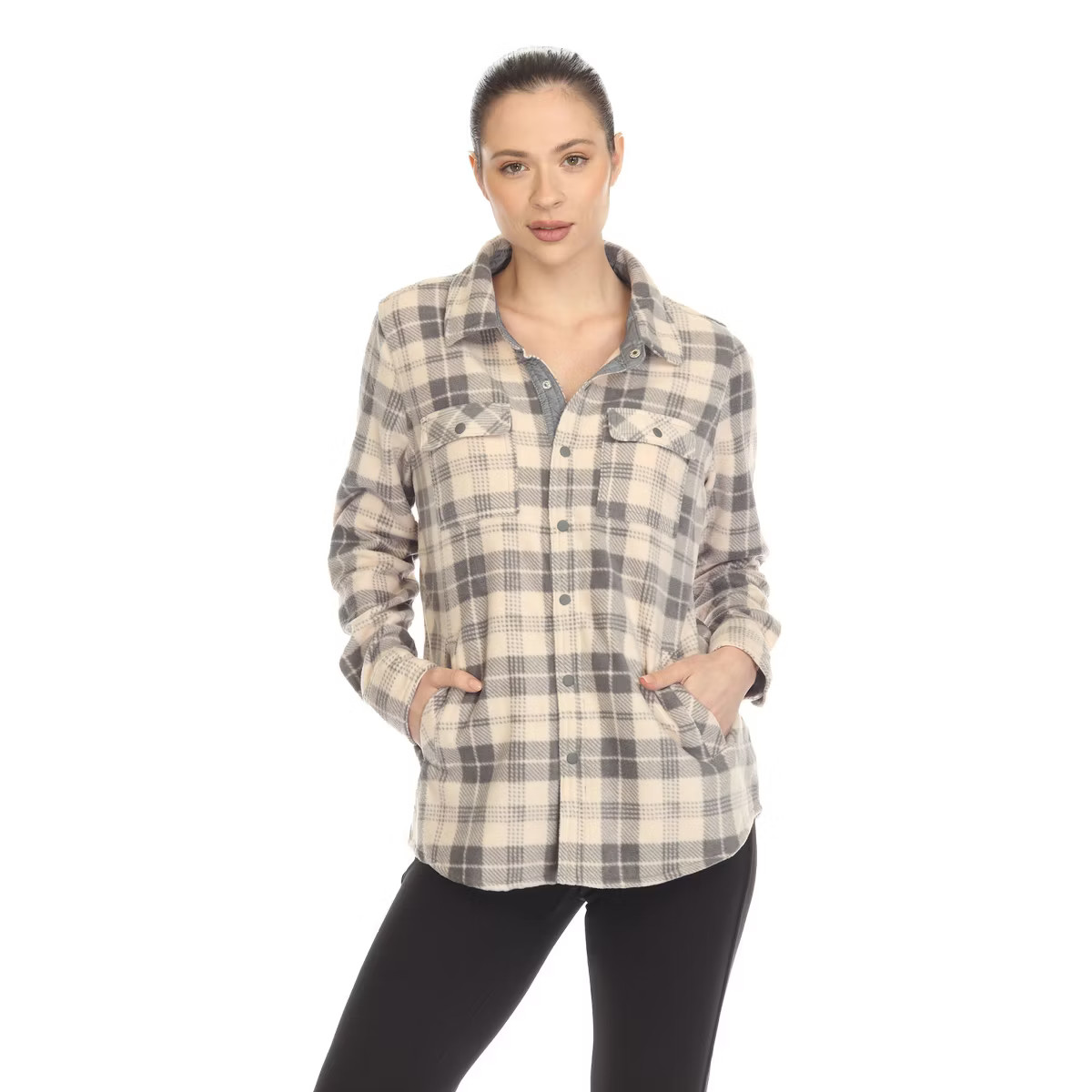 Women's Lightweight and Soft Flannel Plaid  - White Mark | Target