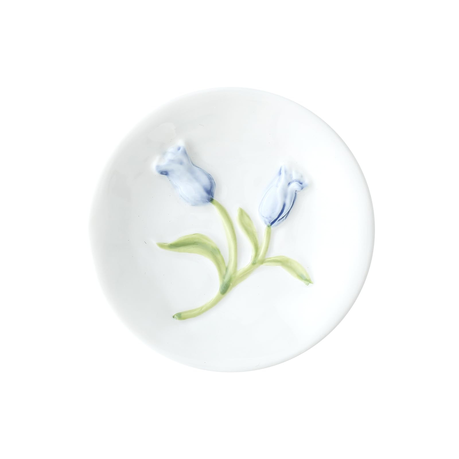 Tulip Jewelry Dish Trinket Tray,Cute Ceramic Ring Dish for Vanity Aesthetic Room Decor,4 Inch,Blu... | Amazon (US)