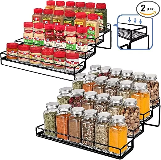 SpaceAid 4 Tier Bamboo Spice Rack Organizer for Cabinet, Kitchen